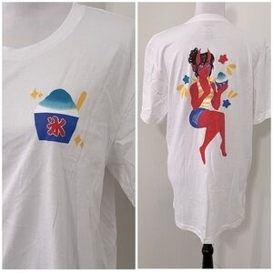 Lechepon Japanese Kakigori Kanji Shaved Ice Dessert Logo Funny Shirt Large NWOT